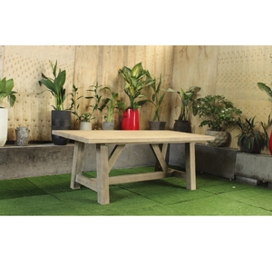 Base de madera maciza de lujo moderna GRC hormigón ligero jardín al aire libre muebles decorativos para el hogar mesa de comedor mesa de centro de madera maciza - Product Image 1