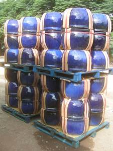 Pots extérieurs en céramique émaillée ronde bleue pour la maison et le jardin pour fleurs et jardinières - Product Image 6