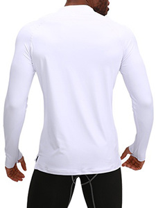 1/4 Zip Style Compression Shirts with Thumb Holes <b>Base</b> <b>Layer</b> Long Sleeves Athletic Tee Activeear t Shirts for Gym Workout Tee - Product Image 3