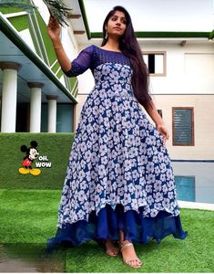 Dashimall — robe longue avec imprimés Georgette et miroir pour filles, vêtement indien, chemise de travail, Anarkali Kurti, prêt à l'emploi, prix élévé - Product Image 2