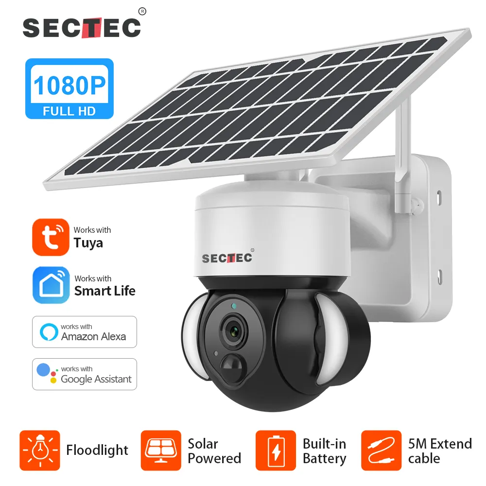 Amazon Hot Sale PTZ Wireless Outdoor Floodlight Camera Solar CCTV 4G Wifi Network Security Surveillance System Camera