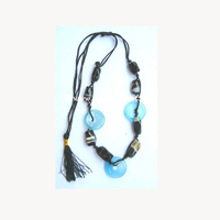 Collier de perles en agate de style ethnique avec cristaux, motif donut, serti griffe - Unisexe, Anniversaire, Style Hindouisme