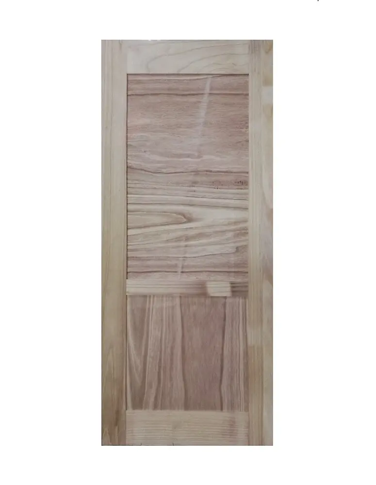 Porte d'entrée extérieure en bois massif de conception simple, fabriquée avec paulownia, matériau de haute qualité, stock malaisien, meilleure vente