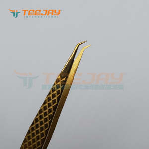 Titane Or 3mm 45 degrés angle Extension De Cils Pince À Épiler Diamond grip Professionnel Cils outil TEEJAY Outils De Beauté - Product Image 4