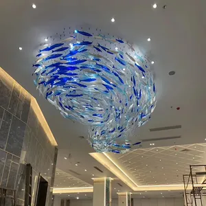 Art Glass Lamps Fishes Chandeliers Decorative Lights Chandeliers Pendant Lights Luxury For Restaurant Hotel Villa Resort