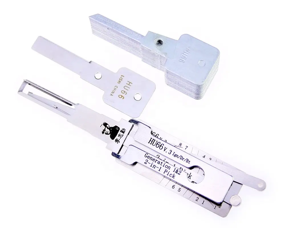 100% Оригинальный слесарный ключ Lishi 2 в 1 HU66, считыватель автомобильных ключей, инструменты для автомобильных ключей