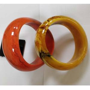 Bracelets de styliste en résine, ambre et marbré Orange, accessoires de luxe - Product Image 4