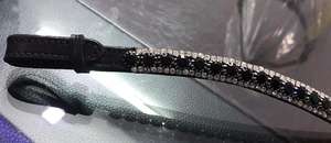 Bandeau de tête de luxe premium avec cristaux Preciosa, trois rangées de pierres centrales de 8 mm et pierres latérales de 3 mm pour chevaux - Product Image 3