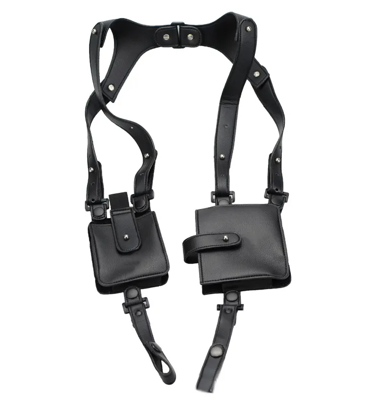 Customized Unisex Genuine Leather Phone Shoulder Holster Suspender Harness Bag Pouch Case Holder For Phone