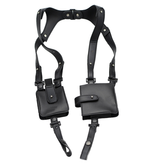 Leather Shoulder Holster Bag, Unisex Suspender Harness Pouch for Phone, Tactical & Streetwear Style