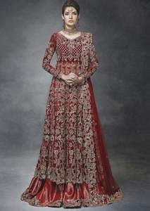 TRENDY-DESIGNER 2021 nupcial Anarkali Lehenga vestido de seda adornado pesado cuentas de cristal piedra para boda-ZARDOZI trabajo - Product Image 2