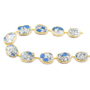 K2 Jasper Uneven Shape 18K Gold Plated Brass Strand 15-17mm Natural Gemstone Straight Drilled 10 Pieces for Jewelry Making - Product Image 4