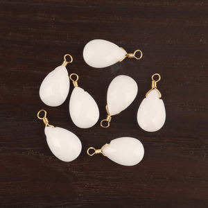 Composants de recherche de bijoux en forme de poire, Agate blanche naturelle, simple Bail, connecteur de bijoux, plaqué or, fabrication de bijoux, breloques - Product Image 1