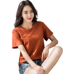 T-shirt manches courtes col rond pour femmes, en coton, personnalisé, de haute qualité, pour l'été, 2022 - Product Image 4