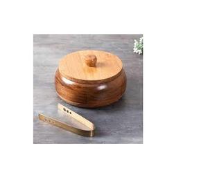 High Quality <b>Wood</b> Chapati Box and Handmade Home and Hotel Dining Table Ware Use Brass Lid and Ice Cup Cheap Price - Product Image 4