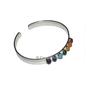 Silver Brass Metal 7 Chakra Stone <b>Bracelets</b> - Product Image 1