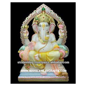 Statue du dieu de Ganesha en marbre, 9 pouces - Product Image 1