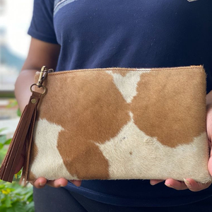 Portefeuille en cuir de vachette véritable à poil OEM et pochette à pampilles en cuir véritable de haute qualité fait à la main Western Ladies Purse Wallet - Product Image 2