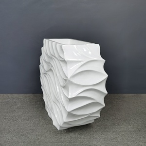 Design nordique créatif, pots de plantes de grande taille de haute qualité en fibre de verre enduite d'époxy blanc <span class=keywords><strong>pour</strong></span> la décoration extérieure de la maison et du jardin - Product Image 5