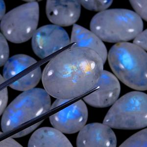 Cabochon en forme de cœur avec pierre de lune arc-en-ciel naturelle, collier carré en pierre de lune brute, surface précieuse - Product Image 2