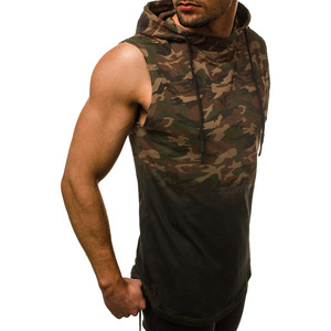 Meilleure qualité tricoté bouton à capuche musculation débardeurs hommes Gym Yoga entraînement Fitness sans manches chemise été coton décontracté - Product Image 6