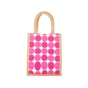 Custom Printed Organic small Jute Gift <b>Bags</b> Handmade Dot-Printed Small Size Shopping Tote <b>Bag</b> custom jute <b>lunch</b> <b>bag</b> - Product Image 3