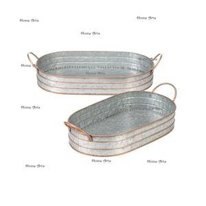 Juego de 2 bandejas galvanizadas para servir alimentos con asas de cuerda Bandeja para servir alimentos de forma ovalada de la mejor calidad en la India - Product Image 6