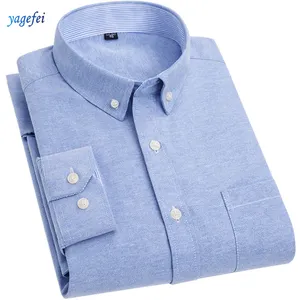 New Oxford Shirt Factory Customized Long Sleeve Soft Oem- Friendly Two Color Dress Shirts Men Shirts Solid Pattern Cotton