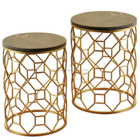 Mesa Auxiliar de Sofá Europea Moderna de Metal de Lujo / Alta Calidad / Acabado Dorado / Muebles Ecológicos para Sala de Estar