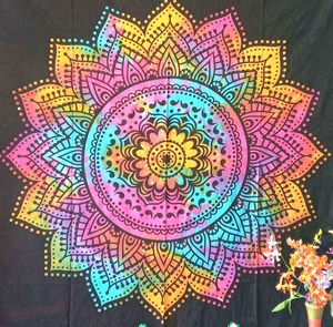 Tapisseries murales florales en coton, tailles Twin et Queen, plusieurs couleurs, décoration intérieure, literie, faites à la main par des artisans indiens - Product Image 5
