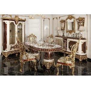 Ensemble de meuble de Table à manger de Style européen, luxueux, sculpté à la main, Style victorien et français - Product Image 1