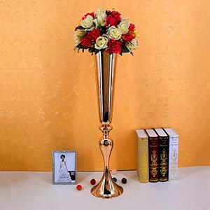 Florero de Metal chapado en oro para decoración del hogar, maceta para eventos de boda, centro de mesa para sala de estar - Product Image 1