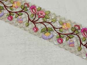 Custom Made Hand Embroidered Floral and Ethnic 1 Inch Broad Laces in Assorted Sizes and Colors for <b>Wedding</b> Dresses. - Product Image 2