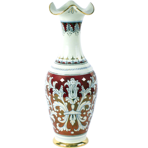Vase en céramique traditionnel peint à la main, décor rouge, blanc et or, 16-24 pouces, décoration de table - Product Image 1
