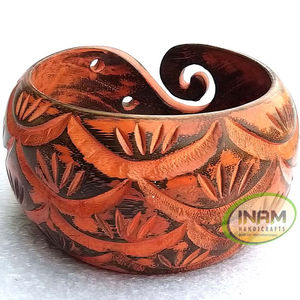 Cuenco de hilo de madera exclusivo con incrustación, trabajo hecho a mano - Product Image 1