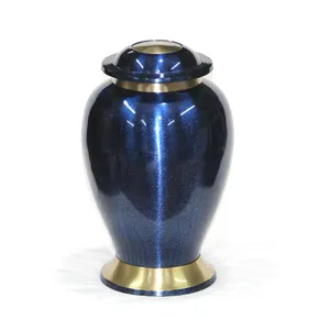 Urno de cremação de mármore azul da índia, pequenas cremações para cinzeiras humanas funerais