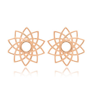 Pendientes de plata de ley 925 con forma de flor, joyería turca hecha a mano - Product Image 6