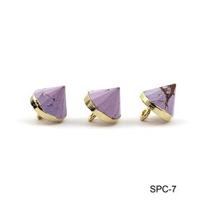 Colgante de conector de péndulo de piedra preciosa turquesa púrpura hecho a mano, tamaño de 14mm con forma de punta, accesorios de joyería de Latón chapado en oro - Product Image 1