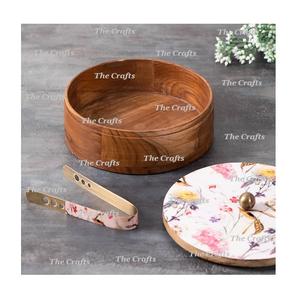 Wooden Roti Box With Designer <b>Lid</b> Premium Quality Round Shape <b>Decorative</b> Chapati Container At Acceptable Prices - Product Image 2