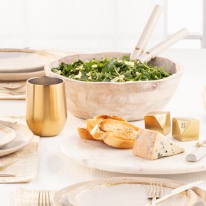 Élégant ensemble de couverts à salade doré avec poignées en pierre Ustensiles de cuisine haut de gamme - Product Image 4