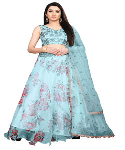 Fancy Organza Silk Floral Printed Lehenga Choli con Dupatta Party Wear Mejor precio Mercado textil Surat Textilr Market Étnico - Product Image 1