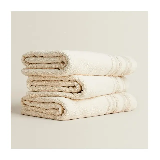 Oversized Winter Cotton Beige Color Dobby Weave Towel Set For Kitchen And Hotels Available In Affordable Prices