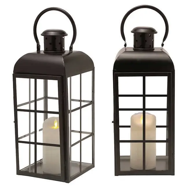 Home And Garden Decor Black Powder Coated Iron Lantern Metal Vintage Premium Quality Best Selling Lantern