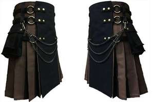 Kilt utilitaire fait main rouge et noir pour hommes - Product Image 3