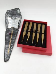 Pinzas de extensión de pestañas de acero inoxidable de alta calidad con estilo, diseño de mariposa, espejo, estilo diferente, BELLEZA DE Plasma dorado liso - Product Image 4