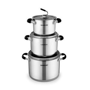 Ensemble de casseroles d'ustensiles de cuisine en acier inoxydable 3 pièces Batterie de cuisine en acier inoxydable de haute qualité Produits de cuisine vietnamienne - Product Image 1