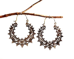 Pendiente de Mandala, Color dorado, étnico, de latón - Product Image 2