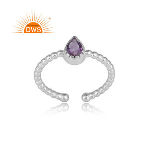 Anillo ajustable de Plata de Ley 925 y amatista Natural, joyería fina - Product Image 2