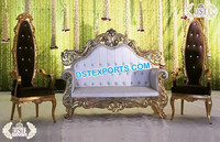 Chaise de Mariage Luxe et Élégante pour Mariés, avec Ailes Sculptées Dorées en Bois Traité, Siège Portable pour Réception de Mariage, Australie