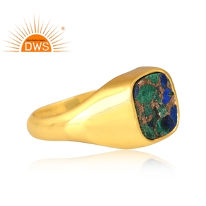 แหวนพลอยมรกต Azurite Malachite,แหวนจิวเวลรี่เคลือบทอง18K จากธรรมชาติสินค้าขายดี - Product Image 3